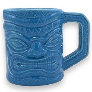 Tiki Hawaiian Coffee Mug Big Kahuna Bad Ass Coffee of Hawaii Ceramic Cup Blue